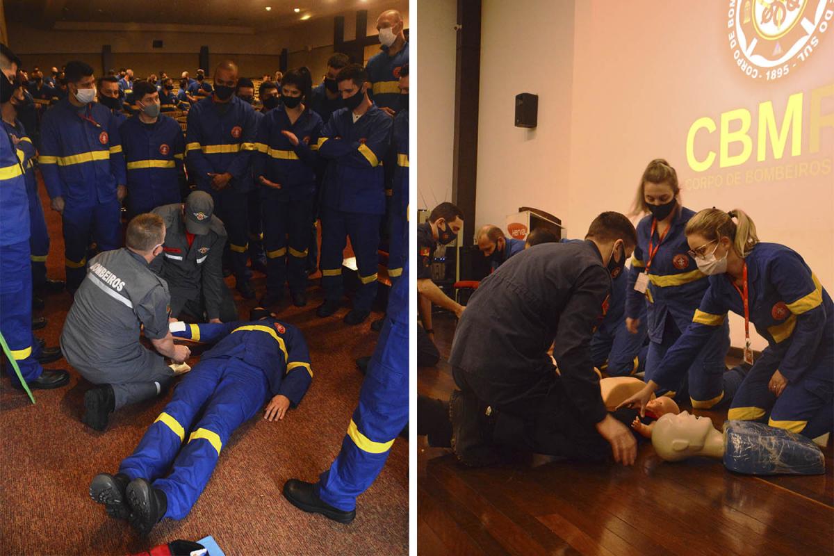 Bombeiros militares e voluntários realizaram o treinamento no sábado Bombeiros militares e voluntários realizaram o treinamento no sábado