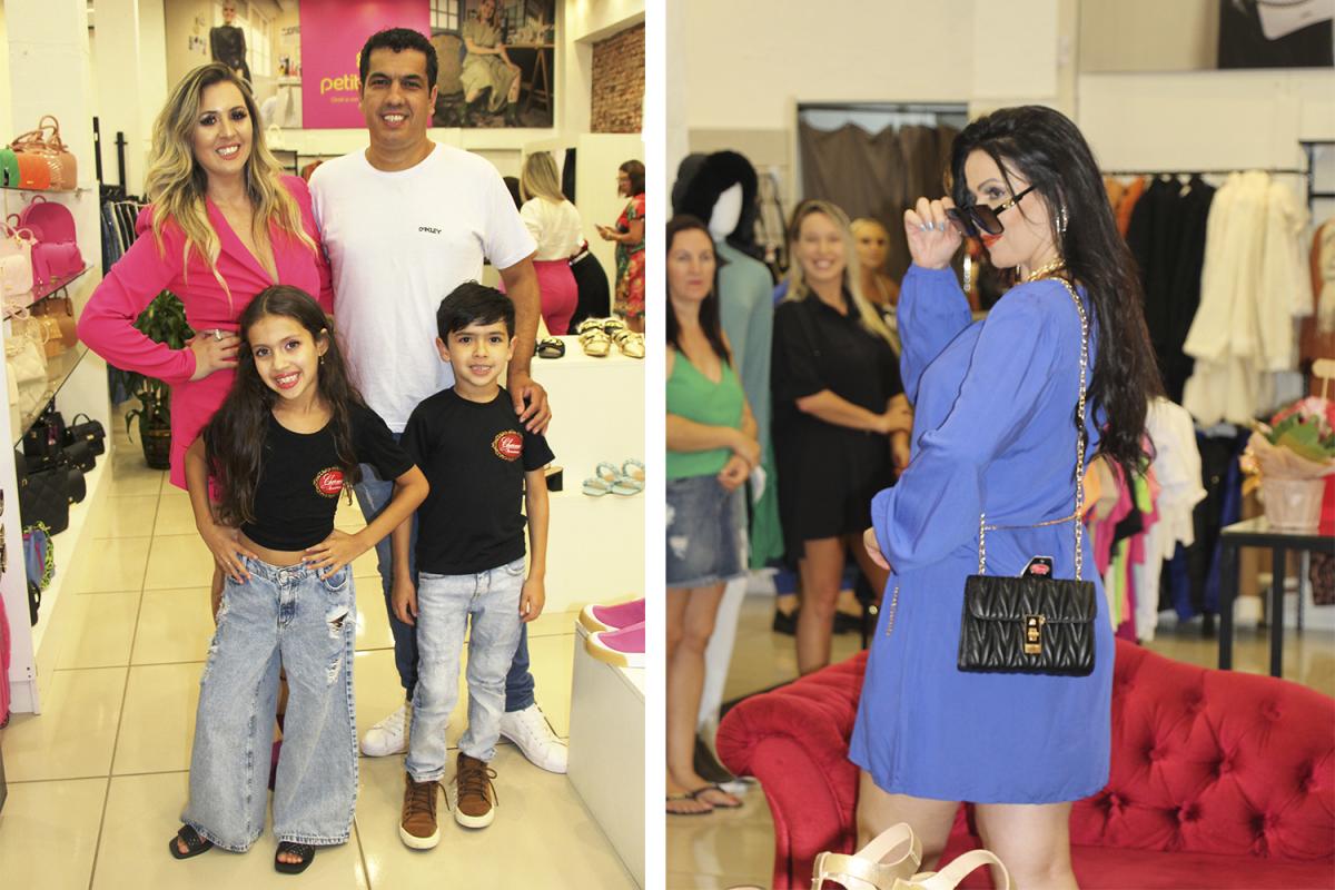 Proprietários da Charme, Daiane e Luciano, com os filhos Sophia e Bernardo. Comemoração contou com desfile