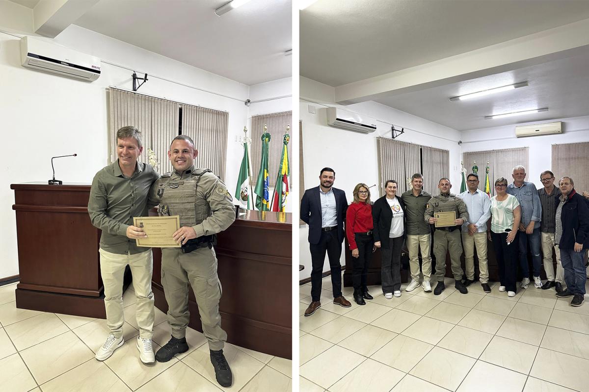 Paulinho com Leivid / Vereadores com o homenageado (Foto: Divulgação / Câmara)