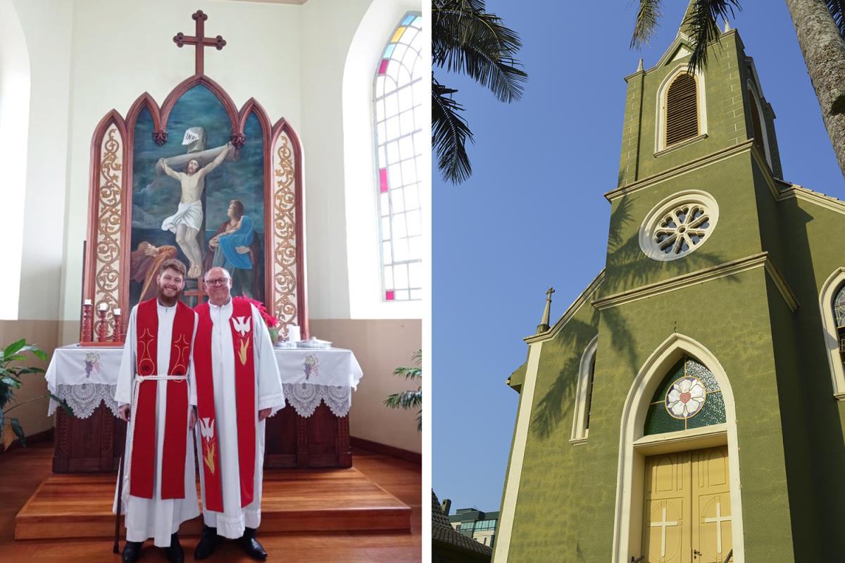 Família de pastores: Eduardo com seu pai, Geovani Hoffmann, da Congregação Bom Pastor de Linha Brasil, Nova Petrópolis 