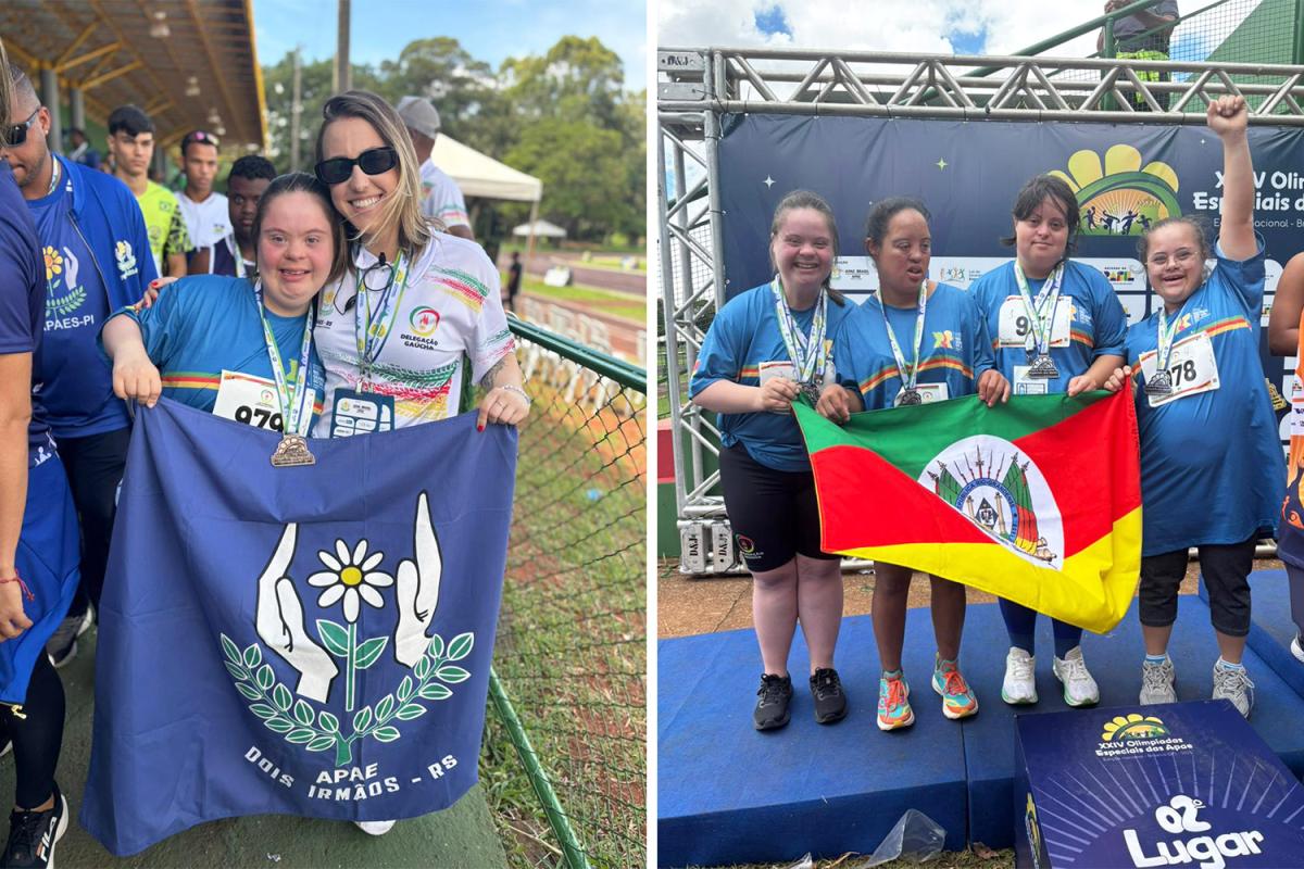 Raíssa com Tamíris / No pódio do revezamento 4x100 (Fotos: Divulgação)