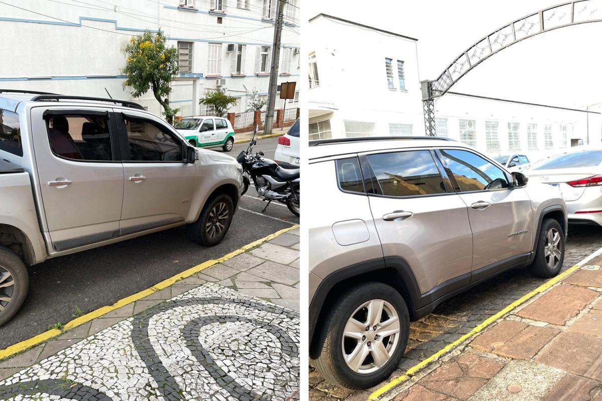 É comum encontrar veículos parados em faixa amarela em Dois Irmãos