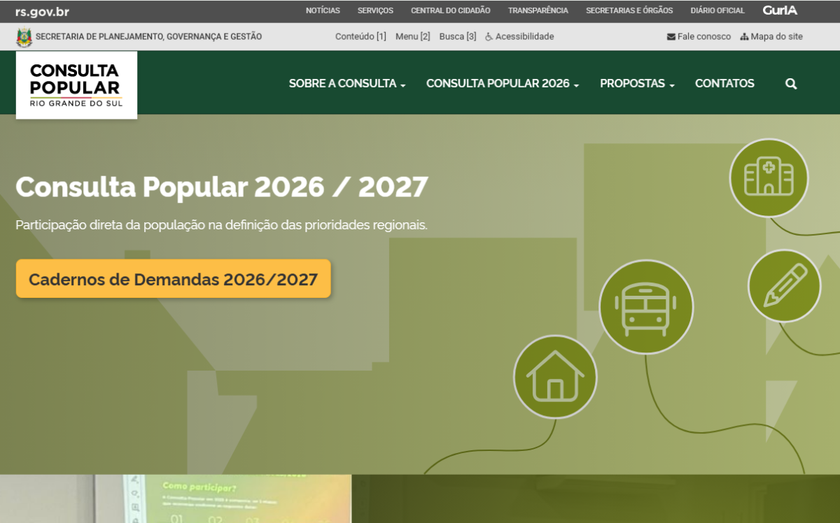 Eleitores podem votar em www.consultapopular.rs.gov.br ou pelo WhatsApp da GurIA: 51 3210-3939