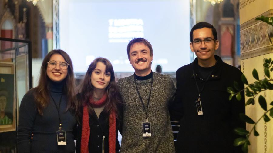 Anastácia Bourscheid, Ana Clara Grub, Rodrigo Scheid e Eduardo Abreu na exibição de Bicho Monstro