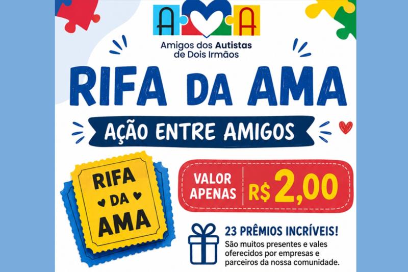 Associação Amigos dos Autistas de Dois Irmãos promove rifa beneficente