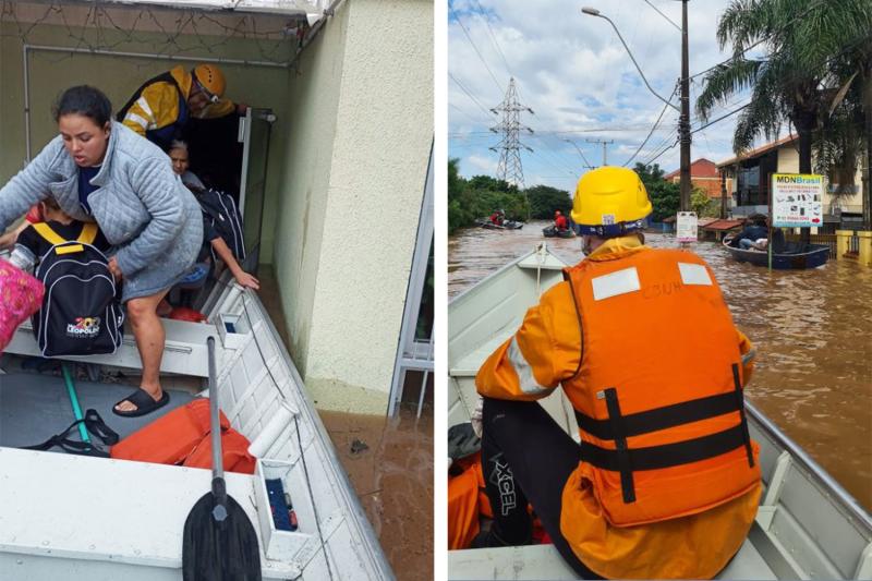 Bombeiros militares e voluntários de Dois Irmãos ajudam nos resgates às vítimas