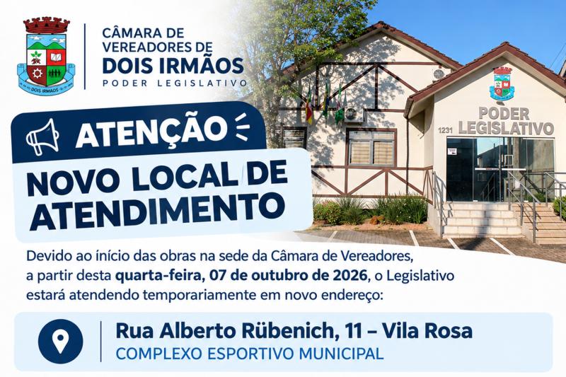 Câmara de Vereadores atende temporariamente no Complexo Esportivo