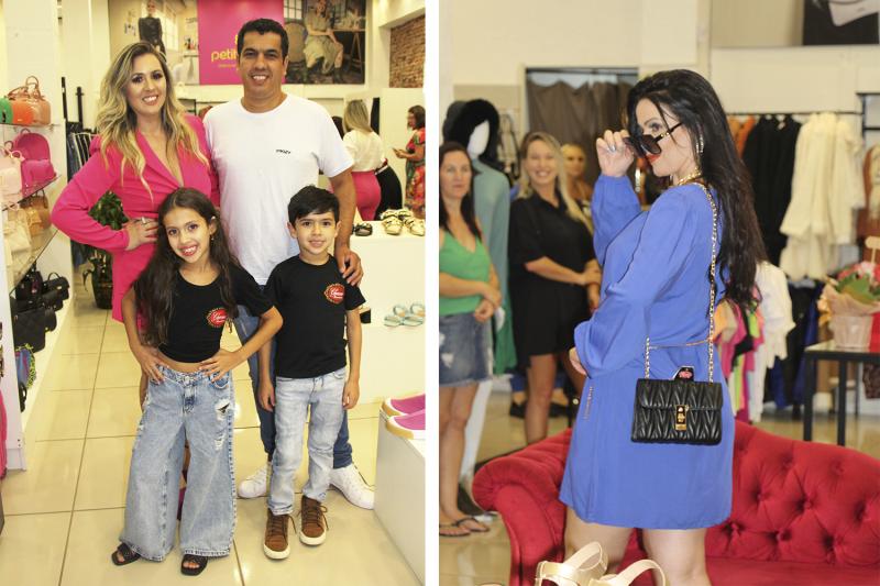 Proprietários da Charme, Daiane e Luciano, com os filhos Sophia e Bernardo. Comemoração contou com desfile
