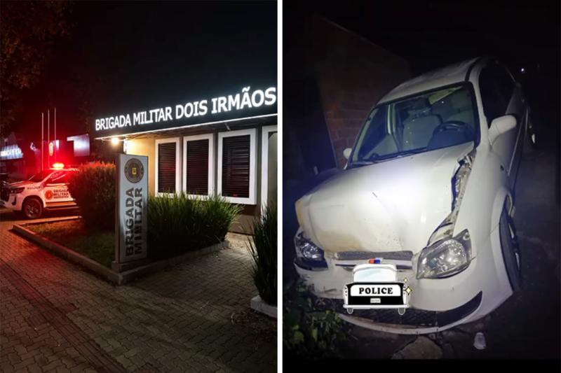 Com sinais de embriaguez, motorista foge, abandona veículo e é preso pela BM