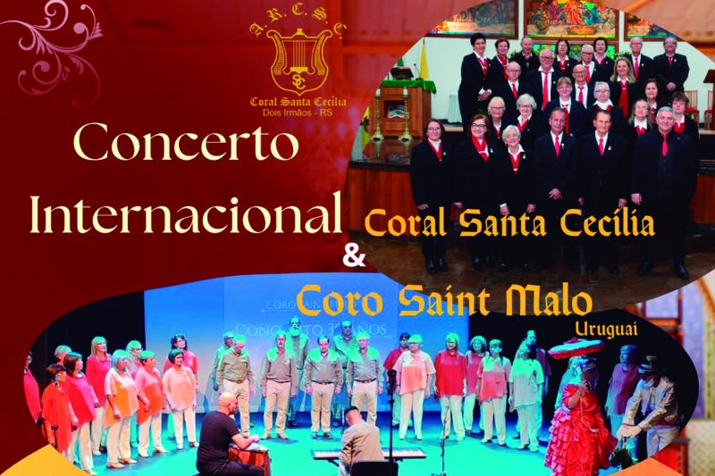 Concerto reúne Coral Santa Cecília e Coro Saint Malo neste sábado