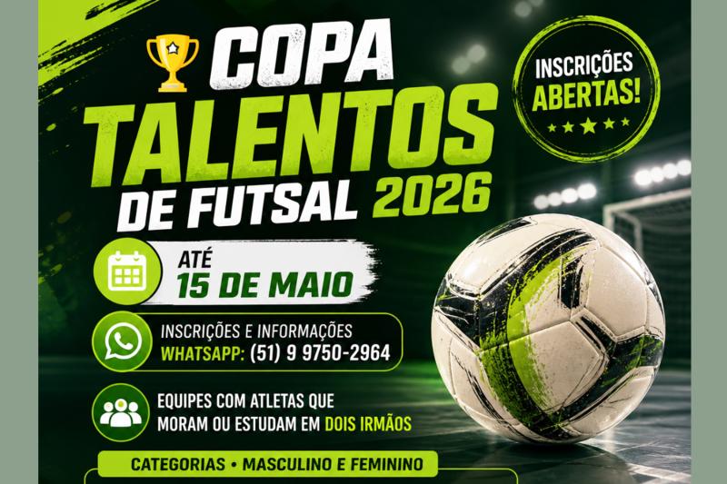 Copa Talentos de Futsal 2026 está com inscrições abertas até 15 de maio