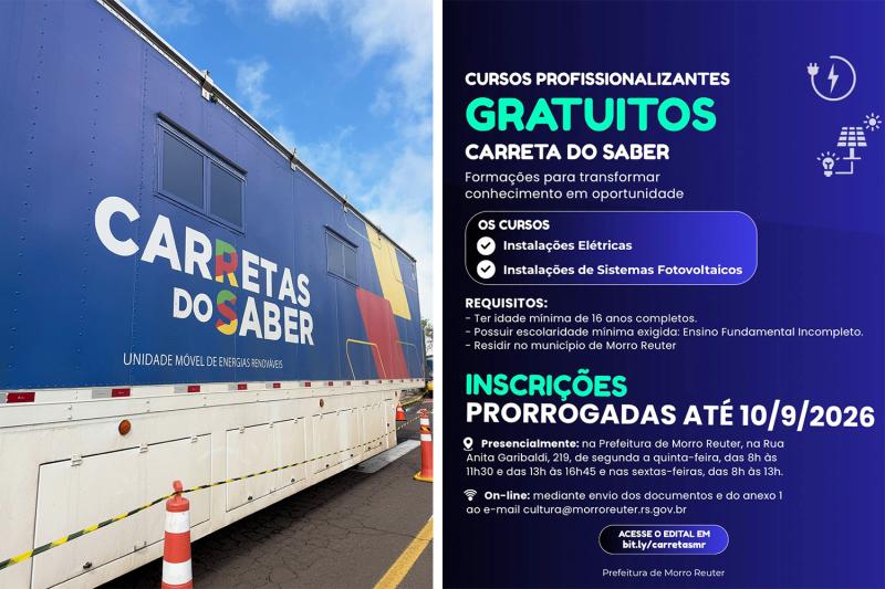 Cursos profissionalizantes gratuitos têm inscrições prorrogadas em Morro Reuter