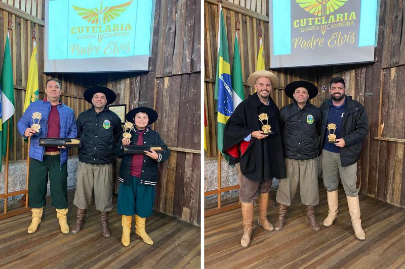 Antônio e Otávio, do CTG Sentinela do Pago, foram os grandes campeões / Dieison e Marlon, também do CTG Sentinela do Pago, ficaram em 2º lugar