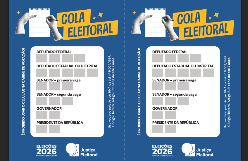 Eleições 2026 – Faça sua colinha para levar no dia da votação