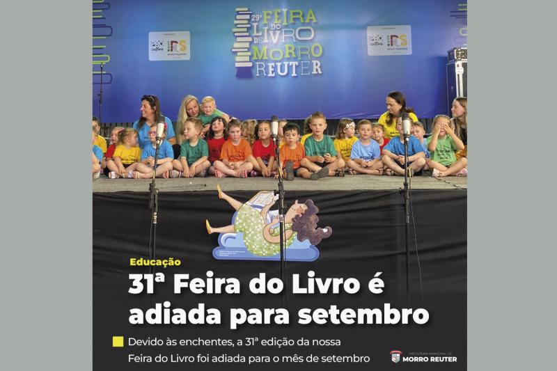 Feira do Livro de Morro Reuter é adiada para o mês de setembro