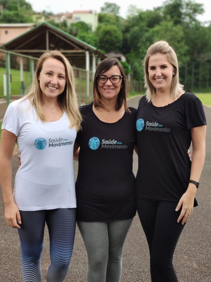 Gabriela Koch Lessing, Caren Lara Martins Picasso e Rafaela Koch Lessing, sócias no espaço Saúde em Movimento - Centro de Especialidades 