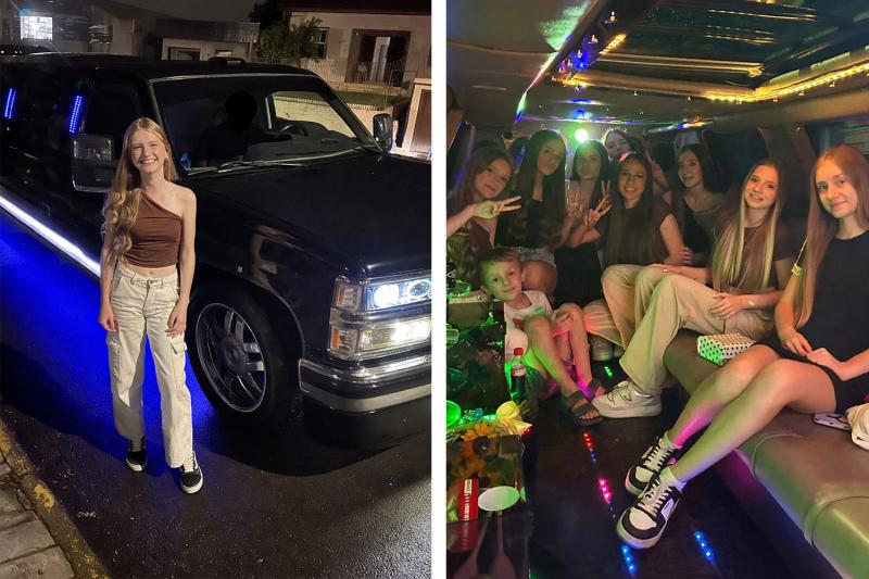 Geovanna Hennemann completou 15 anos no dia 17 de abril. No dia 16, ela recebeu uma surpresa diferente: um passeio de limousine pela cidade com amigos e familiares