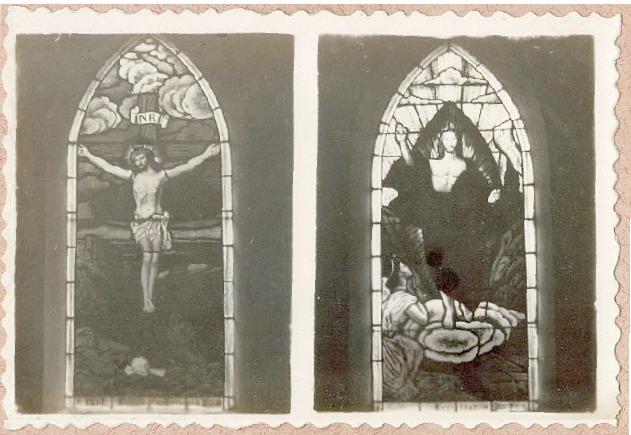 Imagem antiga dos vitrais da igreja de Dois Irmãos