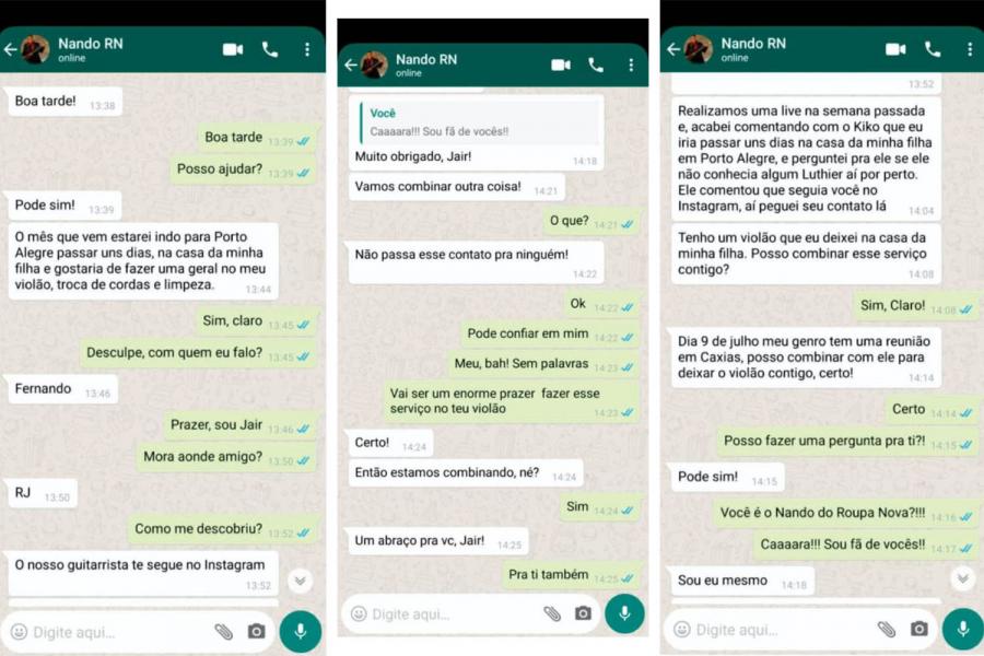 Jair compartilhou mensagens trocadas com o ídolo