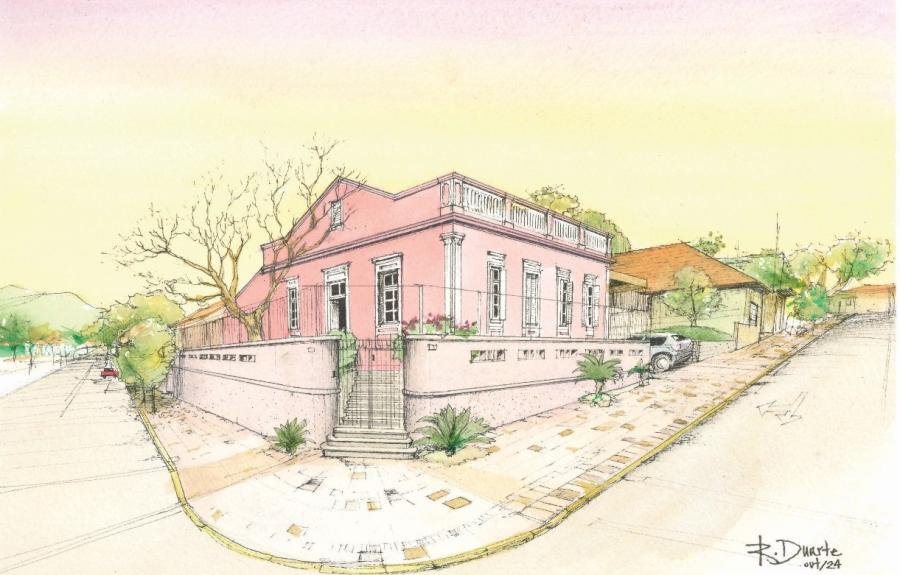 Obra da exposição “Patrimônio em Aquarelas”