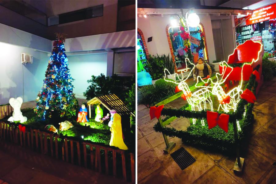 Presépio resgata símbolos natalinos. Trenó iluminado é uma das atrações da galeria (Fotos: Cantina MassaSá)