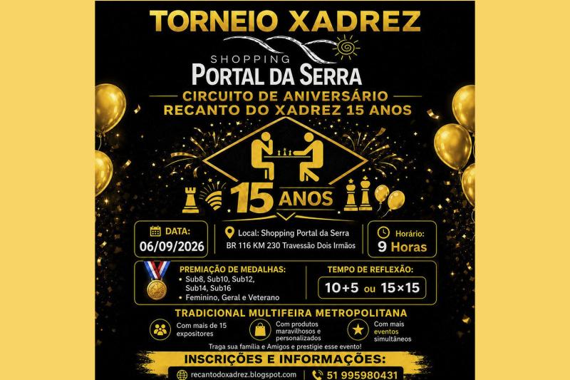 Recanto do Xadrez promove torneio neste domingo no Travessão