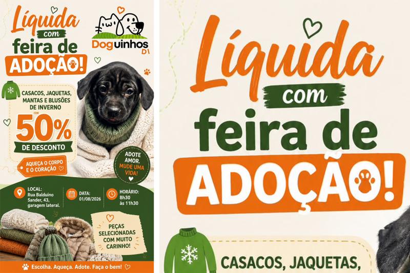 Sábado tem Feira de Adoção e Liquida Brechó do grupo Doguinhos DI