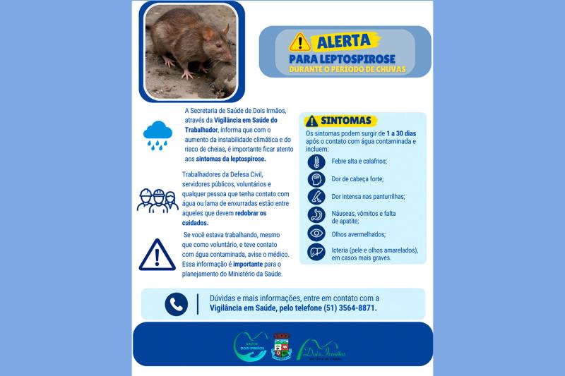 Vigilância em Saúde alerta para risco de leptospirose durante período de chuvas